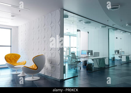 3d modern office interior render Stock Photo