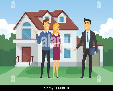 Real estate agency - cartoon people characters illustration Stock Vector