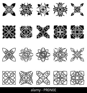 Set of twenty isolated black shapes elements design on the white background, hand drawing vector Stock Vector