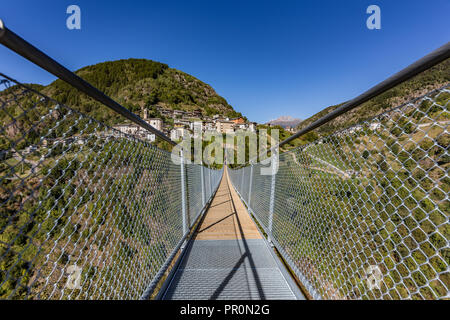 Tibetan bridge 'Bridge in the Sky' the highest in Europe. Stock Photo