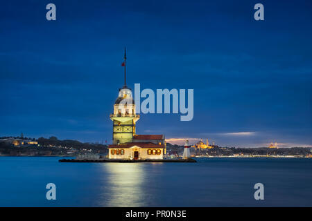Photo of the maiden's tower in Istanbul at the blue hour time Stock Photo