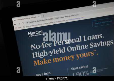 The American website of The Marcus Bank by Goldman Sachs on a computer Stock Photo