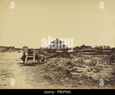 Top of the Wall of Pekin Showing the Chinese Guns Directed Against our Batteries, October 14, 1860; Felice Beato Stock Photo