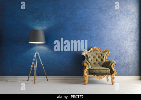 3d vintage arm chair interior render Stock Photo - Alamy