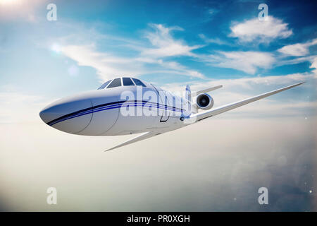 3d luxury private jet in the sky Stock Photo