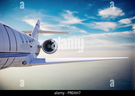 3d luxury private jet in the sky Stock Photo