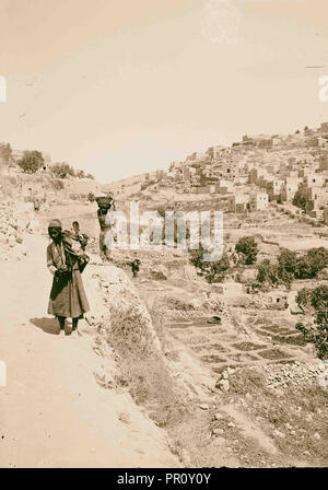 Valleys of Jehoshaphat and Hinnom Siloam, general view. 1900, Jerusalem, Israel Stock Photo