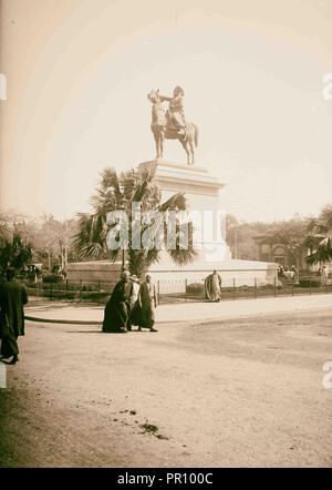 Egyptian views; Cairo (Masr). Statue of Ibrahim Pasha, Opera Square, Cairo. 1900, Egypt, Cairo Stock Photo