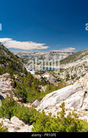 The view along the John Muir Trail - Heart Lake from Selden Pass; John Muir Wilderness, Sierra National Forest, Sierra Nevada Mountains, California, U Stock Photo