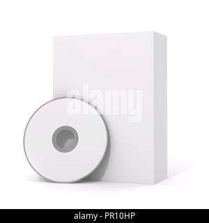 3d blank software package and dvd on white background Stock Photo