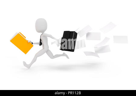 3d man businessman running on white background Stock Photo