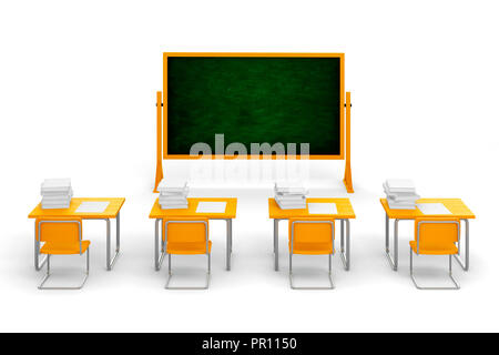 3d empty classroom on white background Stock Photo
