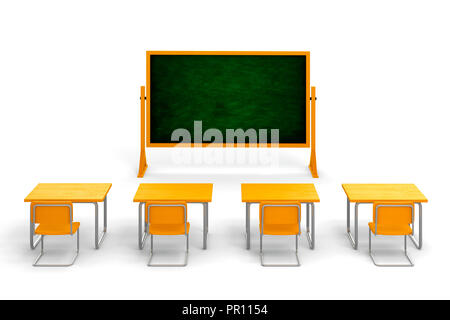 3d empty classroom on white background Stock Photo