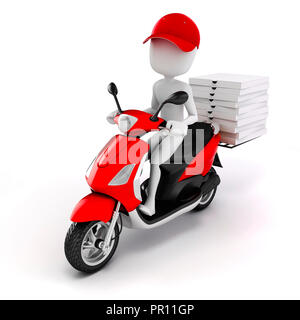 3d man, pizza delivery Stock Photo