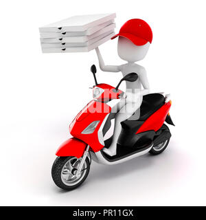 3d man, pizza delivery Stock Photo