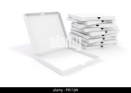 3d blank packing boxes for pizza Stock Photo
