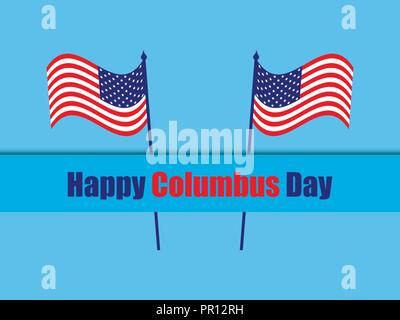 Columbus Day, the discoverer of America, usa flag and continent, holiday banner.  Vector illustration Stock Vector