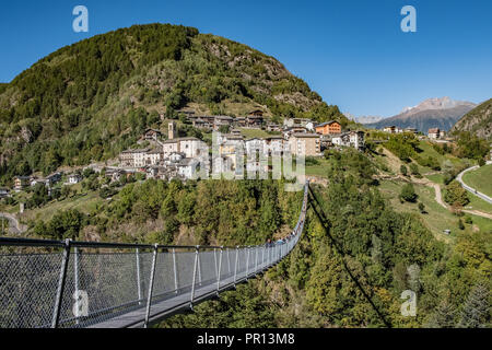 Tibetan bridge 'Bridge in the Sky' the highest in Europe. Stock Photo