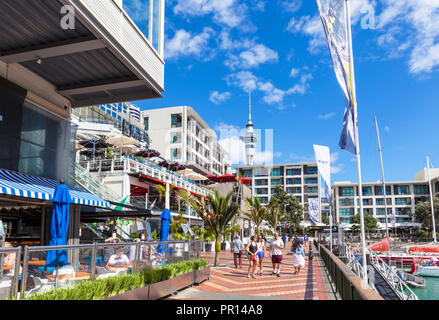 Restaurants and bars in waterfront area, Viaduct Harbour, Auckland, North Island, New Zealand, Pacific Stock Photo