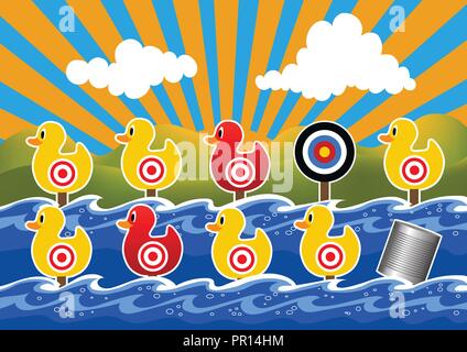 Duck shoot game vector components Stock Vector