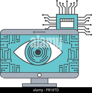 artificial intelligence computer surveillance circuit board vector illustration Stock Vector