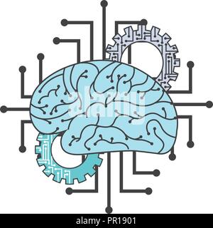 artificial intelligence breain gears circuits innovation vector illustration Stock Vector