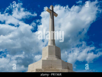 Cross of Sacrifice at Tyne Cot Cemetery near Ypres in Belgium Stock Photo