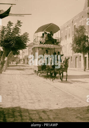 Tripoli. Mule-drawn tramcar. 1900, Lebanon, Tripoli Stock Photo