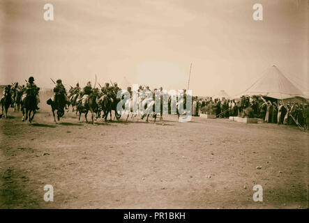 Sir Herbert Samuel's second visit to Transjordan, etc. Bedouin races. 1921, Jordan Stock Photo