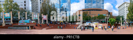 Portland, Oregon - Sep 21, 2018 : View of Pioneer Courthouse Square at summer season Stock Photo