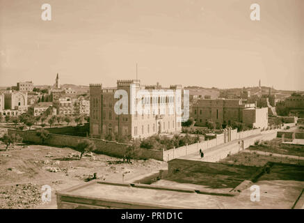 Newer Jerusalem and suburbs The Jesuit seminary near King David Hotel. 1920, Jerusalem, Israel Stock Photo