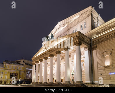 The facade of the Bolshoi Theater. Winter Moscow before Christmas and New Year. Moscow, Russia. December 24, 2016 Stock Photo