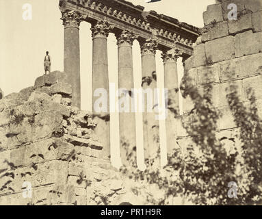 Temple of the Sun, Baalbec, Lebanon, orientalist photography, Bonfils, Félix, 1831-1885, Albumen, 1870s Stock Photo