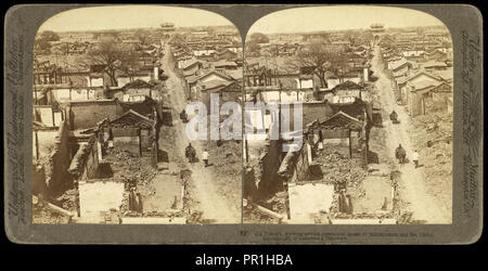 China, Old Tientsin, showing terrible destruction caused by bombardment and fire, China, Underwood and Underwood, Gelatin silver Stock Photo
