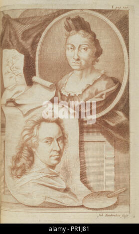 Maria Sybilla Merian, De groote schouburgh der Nederlantsche konstschilders en schilderessen, Houbraken, Arnold, 1660-1719 Stock Photo