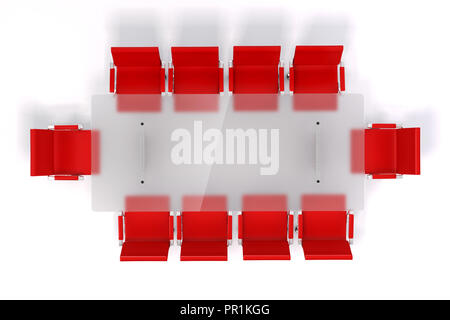 3d conference table and chairs on white background Stock Photo