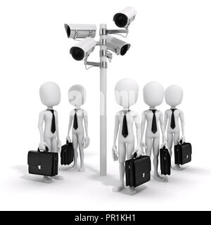 3d man, businessman and security camera Stock Photo