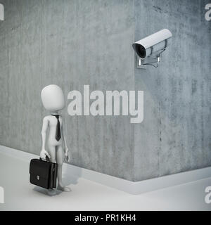 3d man, businessman and security camera Stock Photo