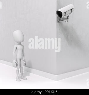 3d man and security camera Stock Photo