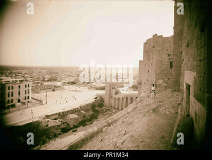 Aleppo from the castle showing moat & entrance. 1936, Syria, Aleppo Stock Photo