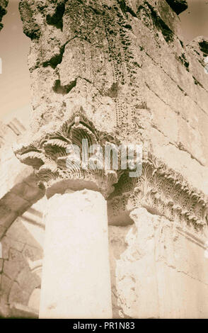 Acanthus-leaf capital, Church of Kalat Siman. 1898, Syria Stock Photo