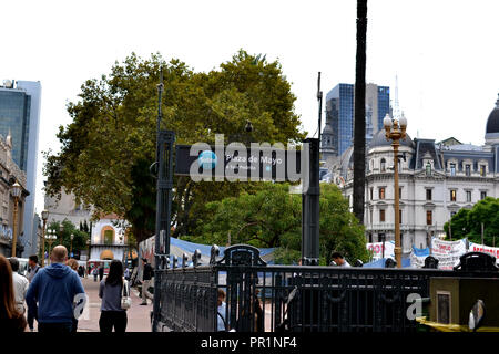 Plaza de Mayo subway entrance in downtown Buenos Aires, Argentina. Stock Photo
