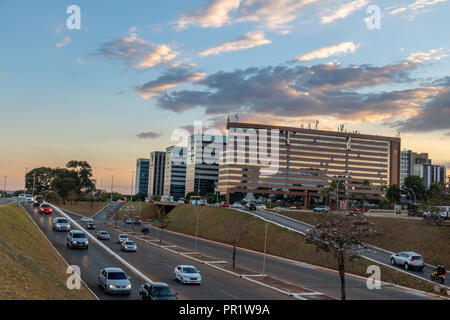 Brasilia Buildings at sunset  - Brasilia, Distrito Federal, Brazil Stock Photo