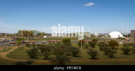 Panoramic view of Brasilia and Esplanada dos Ministerios (Esplanade of the Ministeries) - Brasilia, Distrito Federal, Brazil Stock Photo