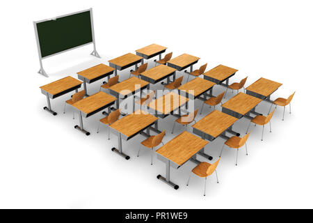 3d classroom on white background Stock Photo