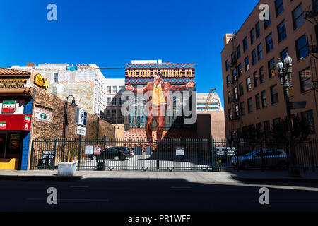 Los Angeles, California - February 24 2018: Painting of Victor Clothing Co in street Stock Photo