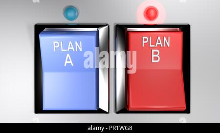 Selection between plan A and plan B - 3D rendering Stock Photo