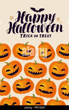 Happy Halloween, greeting card or banner. Holiday concept. Cartoon vector illustration Stock Vector