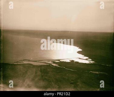 Air views of Palestine. North end of Dead Sea. Dead Sea, northern end. An evening silhouette. 1931 Stock Photo