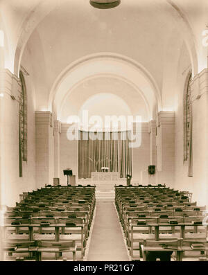 Scottish Memorial, Church of St. Andrews. Interior of the church, looking towards the apse (altar). 1940, Jerusalem, Israel Stock Photo